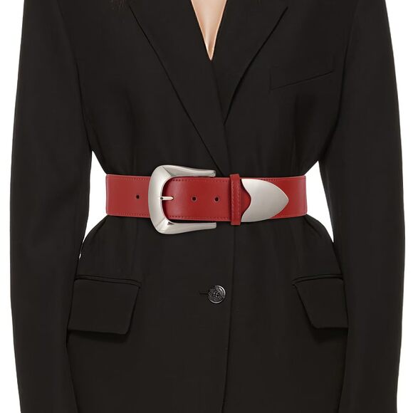 Τrіwоrks Accessories - Women Wide Elastic Waist Belt For Dresses Fashion Silver Buckle Wide 4671